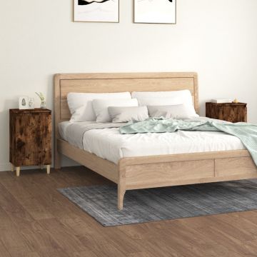 Gossi noptiere, 2 buc., stejar afumat, 40x35x70 cm, lemn prelucrat