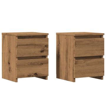 Gossi noptiere, 2 buc., stejar artizanal, 30x30x40 cm, lemn prelucrat