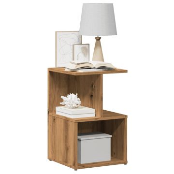 Gossi noptiere, 2 buc., stejar artizanal, 35x35x55 cm, lemn prelucrat