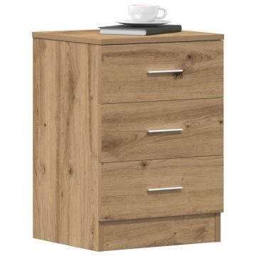 Gossi noptiere, 2 buc., stejar artizanal, 38x35x55 cm, lemn prelucrat