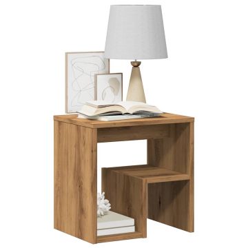 Gossi noptiere, 2 buc., stejar artizanal, 40x30x40 cm, lemn prelucrat