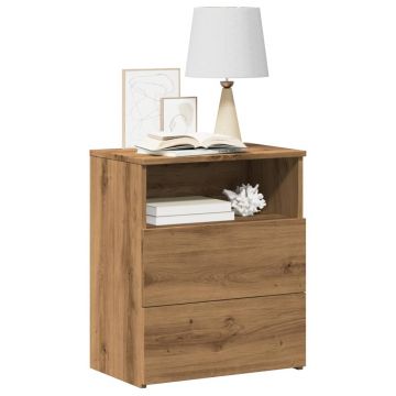 Gossi noptiere, 2 buc., stejar artizanal, 50x32x60 cm, lemn prelucrat