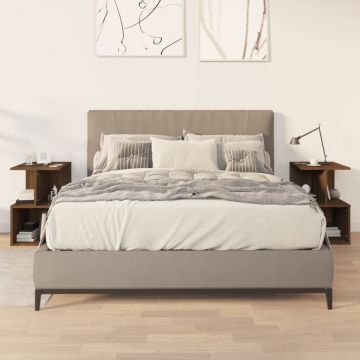 Gossi noptiere, 2 buc., stejar maro, 35x35x55 cm, lemn prelucrat