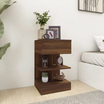 Gossi noptiere, 2 buc., stejar maro, 40x35x65 cm, lemn prelucrat