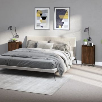 Gossi noptiere, 2 buc., stejar maro, 40x35x70 cm, lemn prelucrat