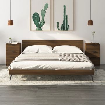 Gossi noptiere, 2 buc., stejar maro, 40x36x65 cm