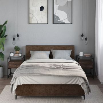 Gossi noptiere, 2 buc., stejar maro, 40x40x55 cm, lemn compozit