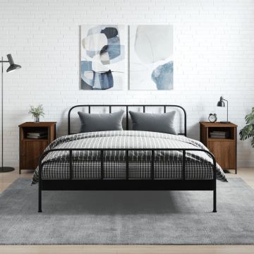 Gossi noptiere, 2 buc., stejar maro, 40x42x60 cm, lemn prelucrat