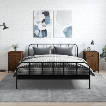 Gossi noptiere, 2 buc., stejar maro, 40x42x60 cm, lemn prelucrat