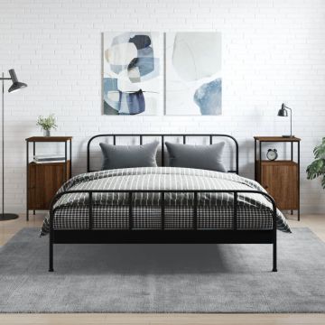 Gossi noptiere, 2 buc., stejar maro, 41x31x80 cm, lemn prelucrat