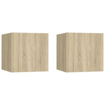 Gossi noptiere, 2 buc., stejar sonoma, 30,5x30x30cm, lemn prelucrat