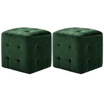 Gossi noptiere, 2 buc., verde, 30 x 30 x 30 cm, tesatura catifea
