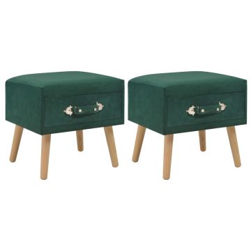 Gossi noptiere, 2 buc., verde, 40 x 35 x 40 cm, catifea