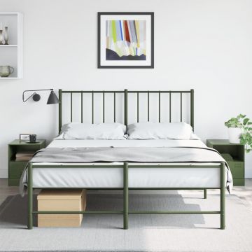 Gossi noptiere, 2 buc., verde olive, 34,5x39x44 cm, otel