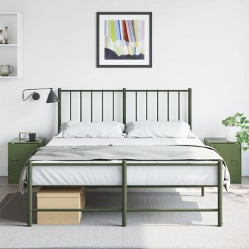 Gossi noptiere, 2 buc., verde olive, 34,5x39x44 cm, otel