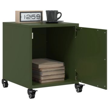 Gossi noptiere, 2 buc., verde olive, 36x39x43,5 cm, otel