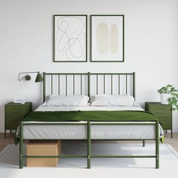 Gossi noptiere, 2 buc., verde olive, 36x39x50,5 cm, otel