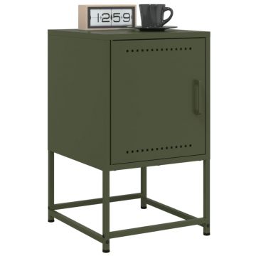 Gossi noptiere, 2 buc., verde olive, 36x39x60,5 cm, otel