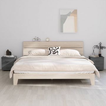 Gossi noptiere hamar, 2 buc, gri inchis, 40x35x44,5 cm, lemn masiv