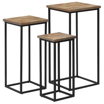 Gossi set de masa cu plante din 3 piese, lemn de tec reciclat