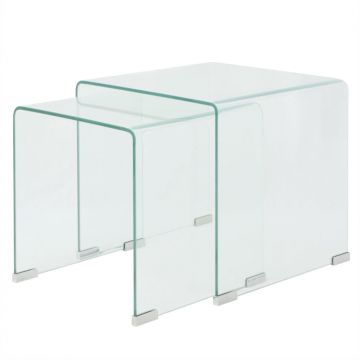 Gossi set de masa din sticla securit transparenta, stivuibil, 2 piese