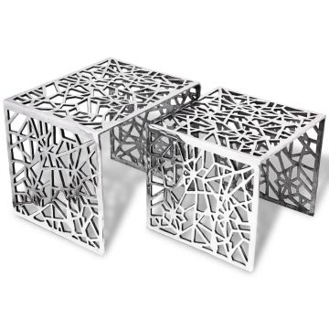 Gossi set de mese laterale 2 buc. patrat aluminiu argintiu