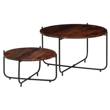 Gossi set masa de cafea, 2 piese, lemn masiv de sheesham, 60 x 35 cm