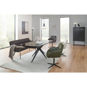 MASĂ din metal, sticlă 180-260/90-95/76 cm