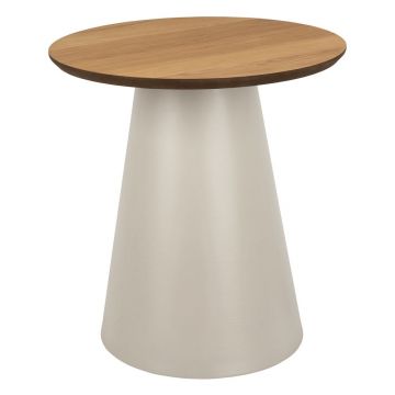 Măsuță de cafea crem/în culoare naturală rotundă cu blat cu aspect de lemn de stejar ø 45 cm Soli – Actona