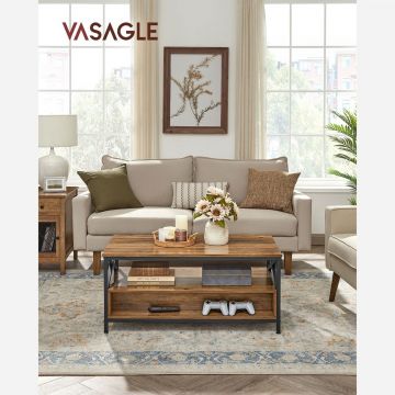 Masuta de cafea cu 2 sertare, Vasagle, Industrial X-Struts, 100x55x45