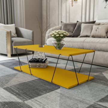 Masuta de Cafea Model Marquez, 120x50x30 cm, Galben/Negru