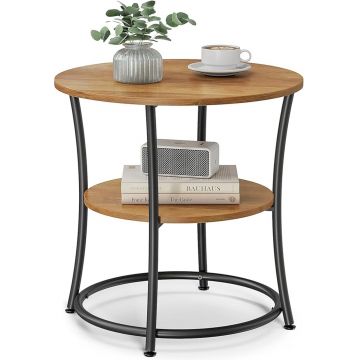 Masuta de cafea, Vasagle, Round, 55x55 cm, max 40 kg, PAL/otel, maro
