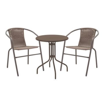 Set masă și scaune de exterior, 3 Piese, Model , Maro
