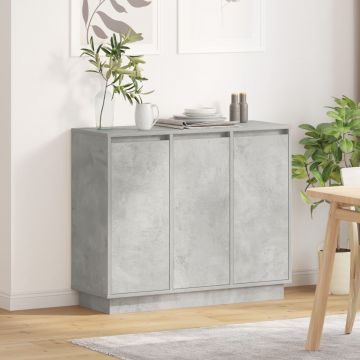 Comoda Gossi cu led, gri beton, 90x32x75 cm, din lemn ingineresc