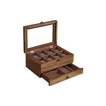 Cutie de bijuterii, Songmics, 19 x 27 x 12.5 cm, JOW008K01, Maro