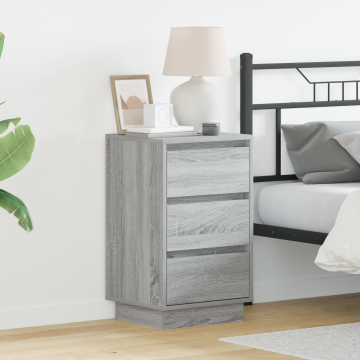 Gossi cabinet de noptiera cu led gri sonoma 39x34.5x65 cm lemn prelucrat