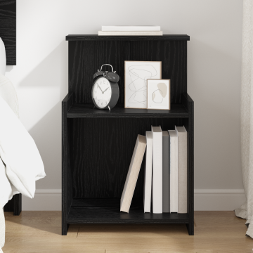 Gossi cabinet de pat stejar negru 40x35x60 cm lemn prelucrat