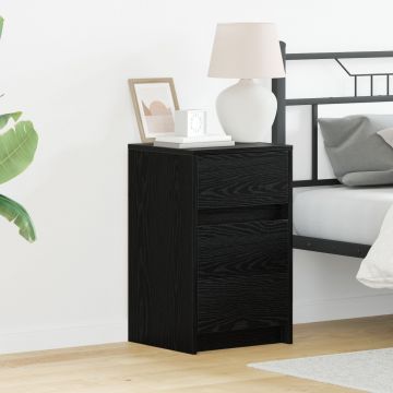 Gossi casuta de noptiera cu lumini led stejar negru lemn prelucrat