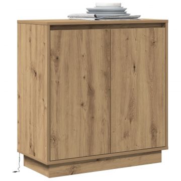 Gossi dulap cu led, stejar artizanal, 71x34,5x75 cm, lemn prelucrat