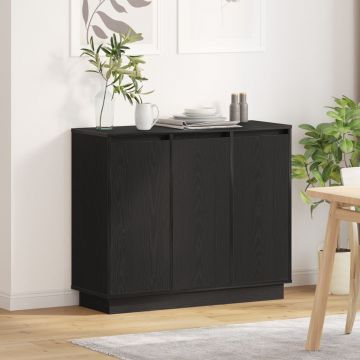 Gossi dulap cu led, stejar negru, 90x32x75 cm, lemn prelucrat