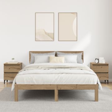 Gossi dulapuri de noapte 2 pcs stejar artizanal 40x35x50 cm lemn imbunatatit