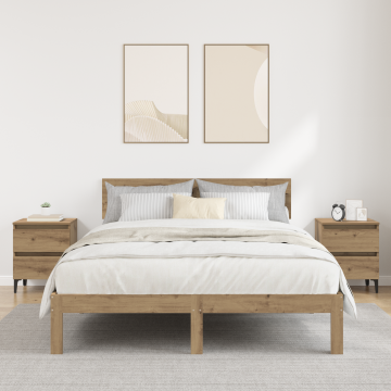 Gossi dulapuri de noapte 2 pcs stejar artizanal 40x35x50 cm lemn imbunatatit