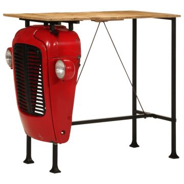 Gossi masa bar stil tractor rosu/maro 55x120x107 cm lemn masiv mango