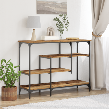 Gossi masa consola, lemn vechi, 100x35x75 cm, lemn prelucrat si otel