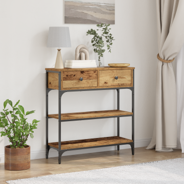 Gossi masa consola, lemn vechi, 72,5x25x75 cm, lemn prelucrat si otel