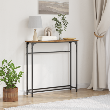 Gossi masa consola, lemn vechi, 75x19,5x75 cm, lemn prelucrat si otel