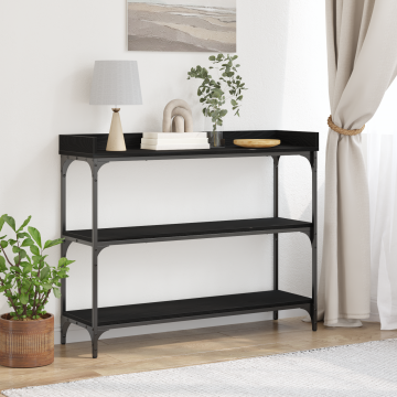 Gossi masa consola, stejar negru, 100x30x80 cm, lemn prelucrat & otel