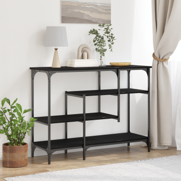 Gossi masa consola, stejar negru, 100x35x75 cm, lemn prelucrat & otel