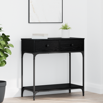 Gossi masa consola stejar negru 75x34.5x75 cm lemn prelucrat