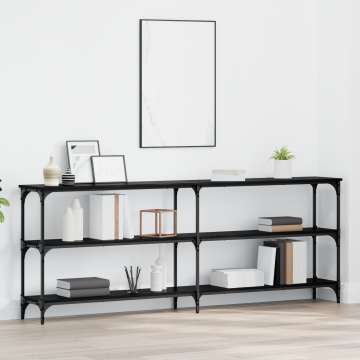 Gossi masa console stejar negru 200x29x75 cm lemn prelucrat